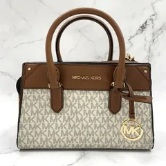 【プレゼントにも】MICHAEL KORS マイケルコース ミレン サッチェル スモール MKシグネチャー 2WAY バッグ ブラウン アイボリー ゴールド金具 ハンドバッグ ショルダーバッグ