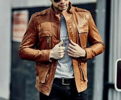 上質　メンズ　レザー　ジャケット　カウハイド　牛革　復刻　30年代　トラッカースタイル  シングルライダース レザージャケット 上質 メンズ レザー ジャケット カウハイド 牛革 復刻30's トラッカー