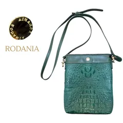 RODANIA ロダニア　ショルダーバッグ　クロコダイルデザイン　グリーン　調整可能　美品