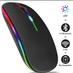 No.260 光るLEDワイヤレスマウス✨Bluetooth 5.0/2.4G対応 静音/薄型 長時間バッテリー（500mAh・最長60日）