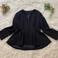 美品　ルイルエブティック　ノーカラー　ジャケット　ペプラム　ブラック　L