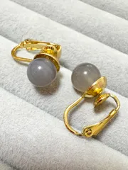 グレーオニキス 8mm イヤリング（ウルグアイ産）