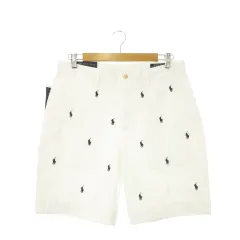 ポロ ラルフローレン POLO RALPH LAUREN ショートパンツ ハーフ ロゴ刺繍 ストレッチ 総柄 32 白 ホワイト /AH12 ■GY99
