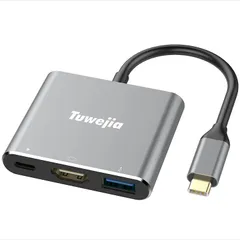 【特価商品】USB Type-c HDMI アダプタ Tuwejia Usb タイプc ４K 解像度 hdmiポート+USB 3.0ポート+USBタイプC急速PD充電ポート変換 アダプタ UHD iPhone 16/15/MacBook Pro/MacBook