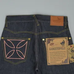 グラッドハンド ギャングスタービル 新品 【定価】20,900円 アイアンクロス スリム ジーンズ 刺繍入り S リジッドピンク 日本製 #fz9278