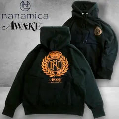 nanamica Awake ナナミカ アウェイク 日本製 Hooded Pullover Sweat ロゴ刺繍 プリント フーデッド プルオーバー スウェット パーカー フーディ SUHS214 ブラック S ▲078▼30309k16