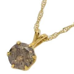 1.00ct/ワンポイント シンプル ブラウンダイヤモンド ネックレス･ペンダント/K24/999-2.2g/イエローゴールド/プレゼント/記念日【♀】【S】【レディース】★■586803【中古】