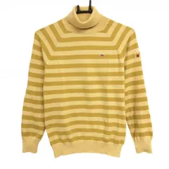 パーリーゲイツ タートルネックセーター イエロー ボーダー コットン混 ニット レディース 1(M) ゴルフウェア PEARLY GATES
