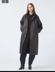 UNIQLO U(ユニクロユー) コーティング ロングコート ダークブラウン