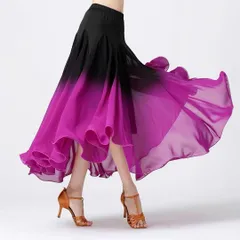 裾が美しく舞う 軽やか社交ダンス用スカート！ウエストゴムでらくらく