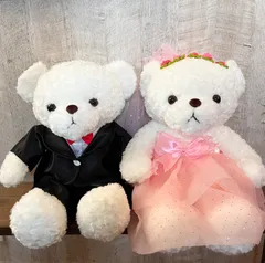 ウェディングベア　2体セット　ウェイトベア　体重ベア　メモリアルベア　結婚式　結婚祝い　ブライダル　入籍祝い　結婚プレゼント　誕生日　出産祝い　結婚記念日　クマぬいぐるみ　テディベア　ウェディングドレス　ウェルカムベア