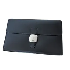 Z1599dunhill　ダンヒル　セカンドバッグ　クラッチバッグ　ブラック　黒　シルバー金具　レザー　メンズ　ストラップ　ビジネス
