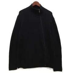 アルマーニエクスチェンジ A/X ARMANI EXCHANGE コットン ニット ロゴテープ ジップアップ セーター ブラック 黒 Lのサムネイル