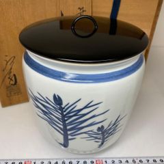イ859 水指『押小路窯 庄左ェ門』『而妙斎好 若松 水指 共箱』茶道具
