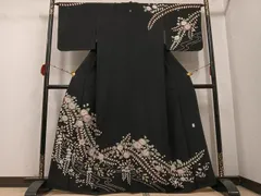 平和屋着物●訪問着　作家物　辻が花　絞り　黒地　正絹　逸品　AABD3989ph