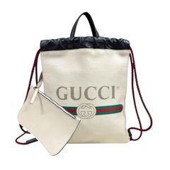 GUCCI グッチ ロゴ レザー バックパック リュック ホワイト 523586 