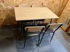 【中古】大阪引取限定　オーヤマ　スチルールダイニングテーブル STDSET-5　チェア4脚セット
