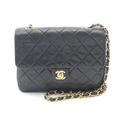 シャネル CHANEL ショルダーバッグ マトラッセ シングルフラップ ブラック ラムスキン（羊革） ミニマトラッセ チェーンショルダー レディース Used A
