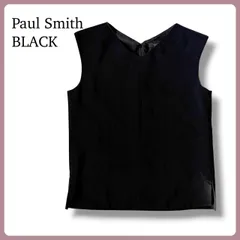 Paul Smith BLACK 上質ウール×モヘヤ混 ノースリーブブラウス キレイめ Vネック 38 黒レディーストップス ポールスミス