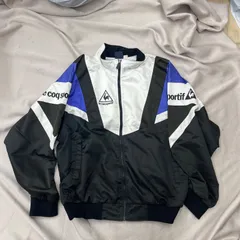 le coqsportif ルコックスポルティフ　ウィンドブレーカー　ジャケット　男女兼用　ユニセックス　L ナイロンジャケット　90s 白　ホワイト　黒　ブラック