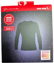 ユニクロ　メンズ超極暖ヒートテッククルーネックT（長袖）　ブラック　黒　男性