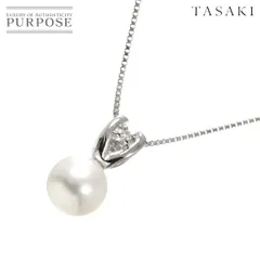 タサキ TASAKI アコヤ真珠 7.3 ダイヤ 0.01ct ネックレス 45cm K18 WG 750 田崎真珠 パール  Necklace 90297368