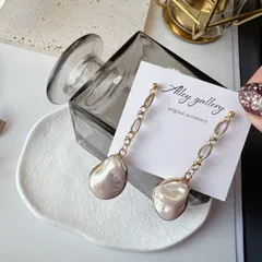 イヤリング可◯ 天然パールのドロップイヤリング