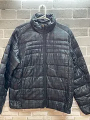 A【A19-09】◇ Champion Lサイズ ダウンジャケット　黒色　チェック柄