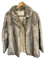 RE327 SAGA MINK サガミンク　ハーフコート　リアルファー　グレー　レディース