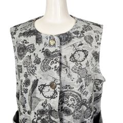 鴨居羊子 新品未使用 ‼️ TUNIC　ベスト　ボンバーレトロモノトン　グレー色　06649　日本製