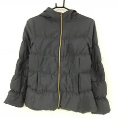 カッパ ダウンジャケット 杢グレー フード内側ドット 袖ロゴワッペン ダウン80％ レディース M ゴルフウェア Kappa