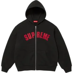 Supreme Arcs Thermal Lined Zip Up Hooded Sweatshirt Black - 25FW M
