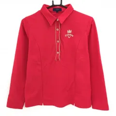 キャロウェイ 長袖ポロシャツ レッド ロゴゴールド  レディース L ゴルフウェア Callaway