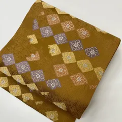 名古屋帯 菱形に唐草 立涌の地紋 九寸 正絹 着物 MA-836