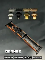 ブラックxオレンジ カーボンラバーベルト アップルウォッチ applewatch