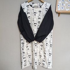 ハンドメイド割烹着 スモック ワンピース - メルカリ