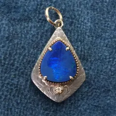 アガット K10×シルバー タブレットオパール ダイヤ トップ/24-4974S