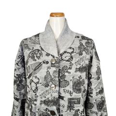 鴨居羊子 新品未使用 ‼️ TUNIC　長袖 羽織 ガウン　 ボンバー　レトロモノトン　グレー色　日本製 　89358