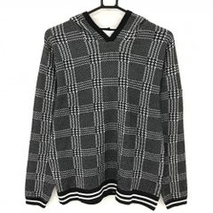 美品★パーリーゲイツ ウール ニット 千鳥柄 白 黒 0 レディース　D062 美品☆パーリーゲイツ ウール ニット 千鳥柄 白 黒 0 レディース