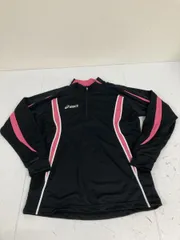 送料無料★asics アシックス★ハーフジップ　長袖Tシャツ ジャージ★黒ピンク　ブラック★メンズ　Mサイズ　#71023sj75