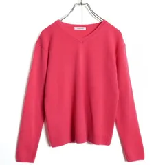 【美品】ニューヨーカー★カシミヤセーター Vネックニット サイズM コーラルピンク系 無地 z16137