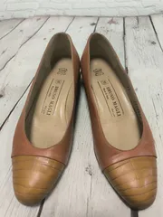 ♻️ブルーノマリ　BRUNOMAGLI　パンプス　ローヒール 35 ライトブラウン系　イタリア製　レザー　22〜22.5cm位