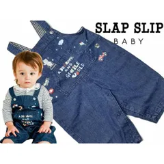 サロペット デニム ベビー ポケット付き 裏ギンガム SLAPSLIP スラップスリップ 70-80cm