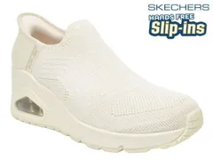 スケッチャーズ 177523 SKECHERS Slip-ins UNO WEDGE-KICKIN KNIT ハンズフリー スリップインズ レディーススニーカー 厚底スニーカー スリッポン 立ったまま履ける靴 手を使わず履ける靴 靴 OFWT オフホワイト 白