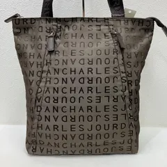 5926　CHARLES JOURDAN　シャルルジョルダン トートバッグ　ハンドバッグ　手持ち　手提げ 総柄　ロゴ　ブラウン系　ナイロン　軽量　レディース