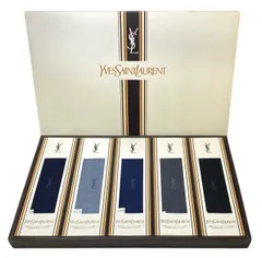 未使用 保管品 イヴサンローラン Yves Saint Laurent 靴下 5足セット 未使用品 25cm マルチカラー 綿 100％ コットン メンズ ソックス  服飾小物 紳士用 紳士靴下 ビジネスソックス ワンポイント ネイビー ブラック 黒 紺