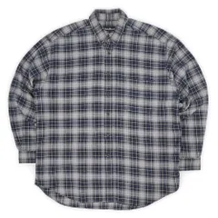 エディーバウアー Eddie Bauer 00s 2000年代 フランネル ボタンダウンシャツ BD 黒タグ USA ヴィンテージ アメリカ 古着 メンズ シャツ ネイビー系 チェック柄 L【中古】
