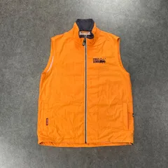 archive FIRST DOWN Nylon Vest Full-Zip ファーストダウン ナイロン ジップベスト ハイネック ロゴ刺繍 オレンジ メンズ L