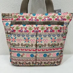 5965　LeSportsac　レスポートサック トートバッグ　手持ち　手提げ　ハンドバッグ 総柄　リボン　りす　ナイロン　軽量　レディース