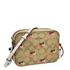コーチ バッグ レディース COACH ショルダーバッグ シグネチャー ストロベリー プリント ミニ カメラ バッグ 91203 IME7V カーキマルチ